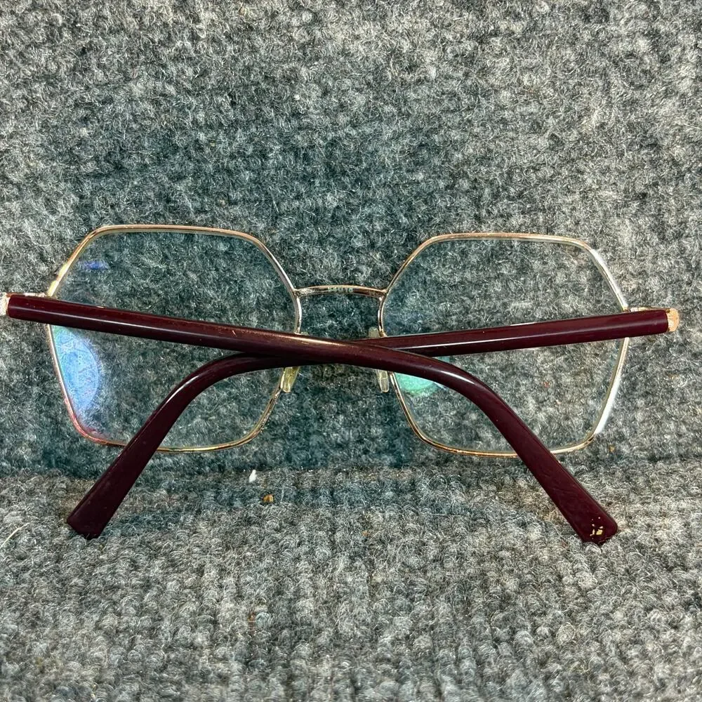 Dereon Vintage Metal Eyeglass Frames Womens Optical Gold Black Burgundy 54 18
